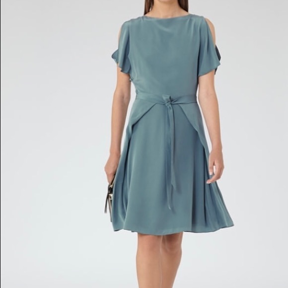 REISS Mira Cold-Shoulder Silk Dress, Orion-blue, 4 (US) - Picture 1 of 6